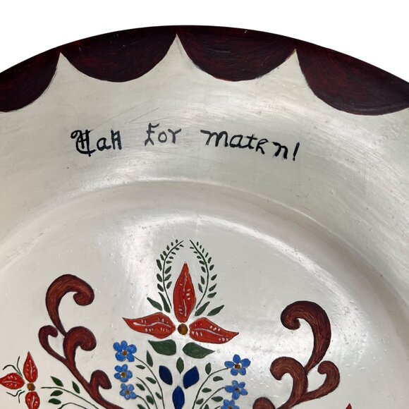 1949 Norwegian Rosemaling Hand Painted Folk Art Decorative Wooden 12" Plate - Picture 4 of 11